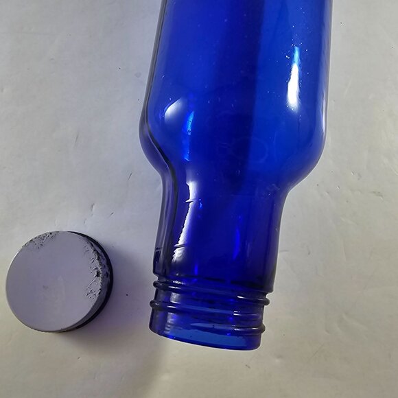 Vintage Cobalt Blue Art Glass Rolling Pin With Screw On Cap Hollow - Picture 7 of 7